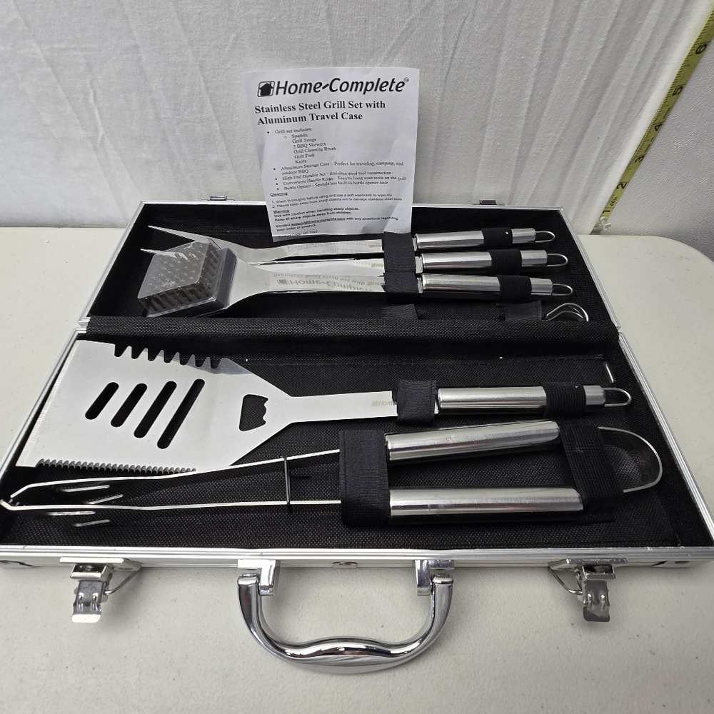 Stainless Steel BBQ Tool Set with Carry Case - Silver